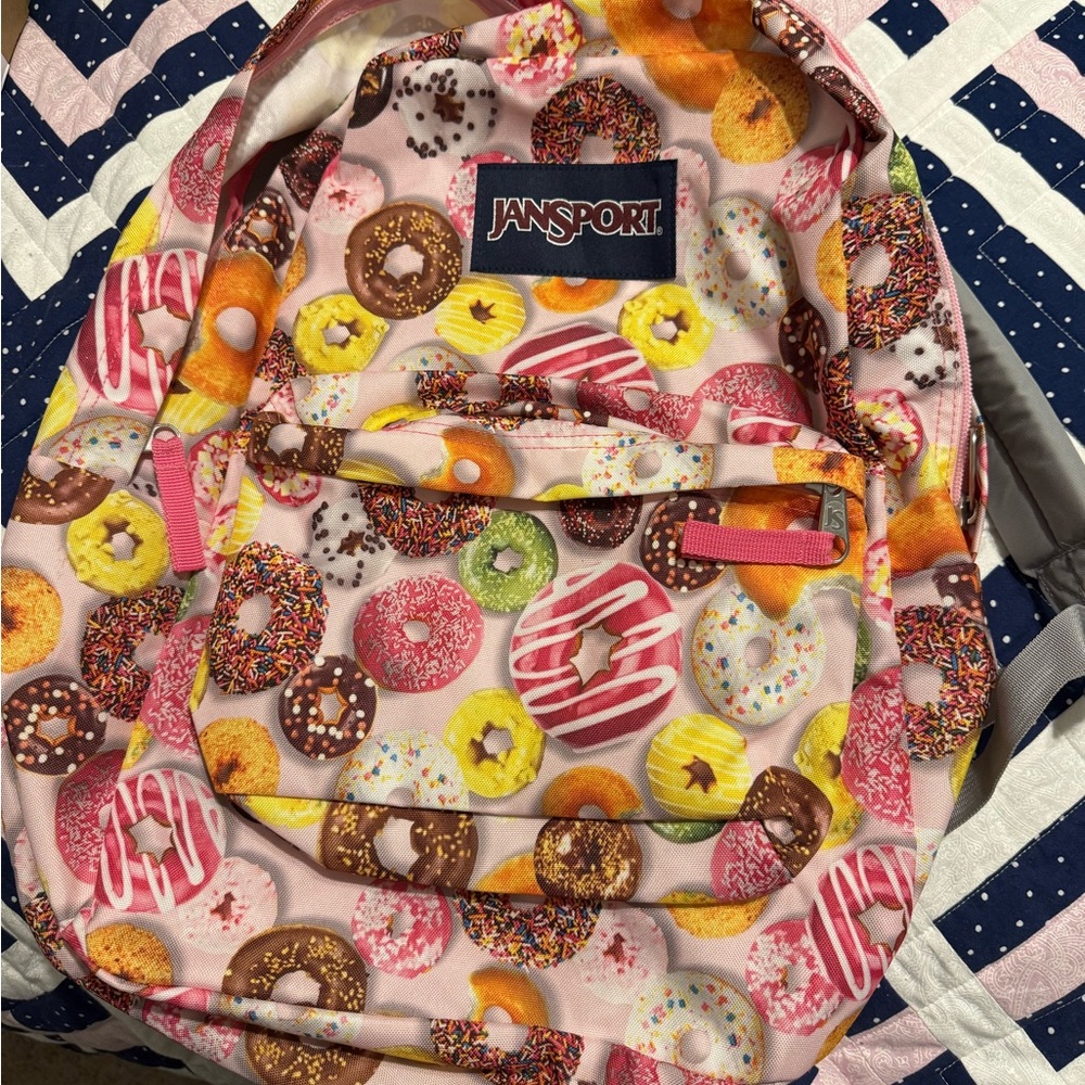 JanSport Donut Print Backpack - Pink and Multicolor